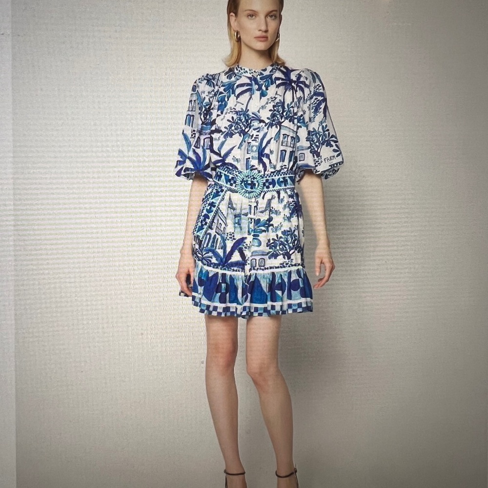 Farm Rio “Sweet Rio” puff sleeve mini-dress